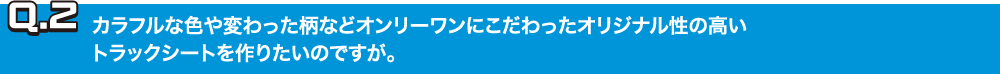 Q.2カラフルな色や変わった柄などオンリーワンにこだわったオリジナル性の高いトラックシートを作りたいのですが。